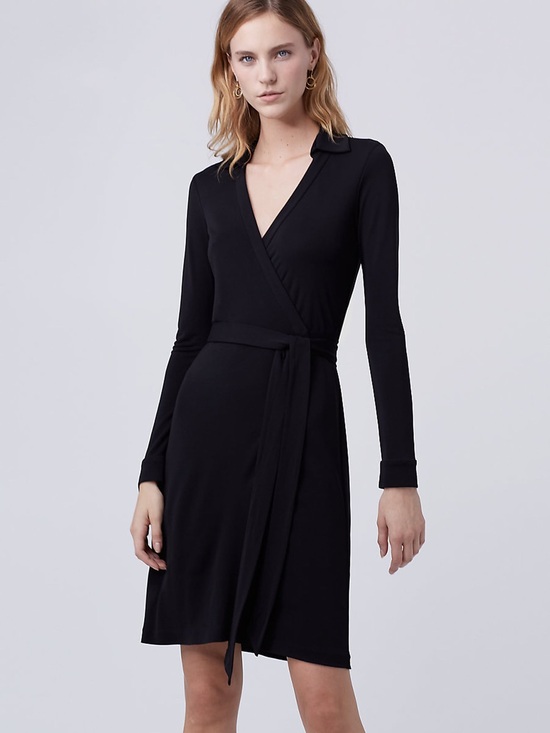 Calvin Klein Dresses & Skirts - Calvin Klein Black Long Sleeve Wrap Dress with Collar